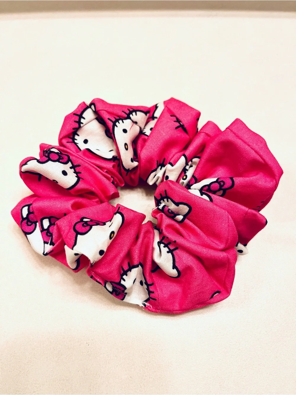 Handmade Hello Kitty Pink, Hot Pink & Gray Scrunchie Set